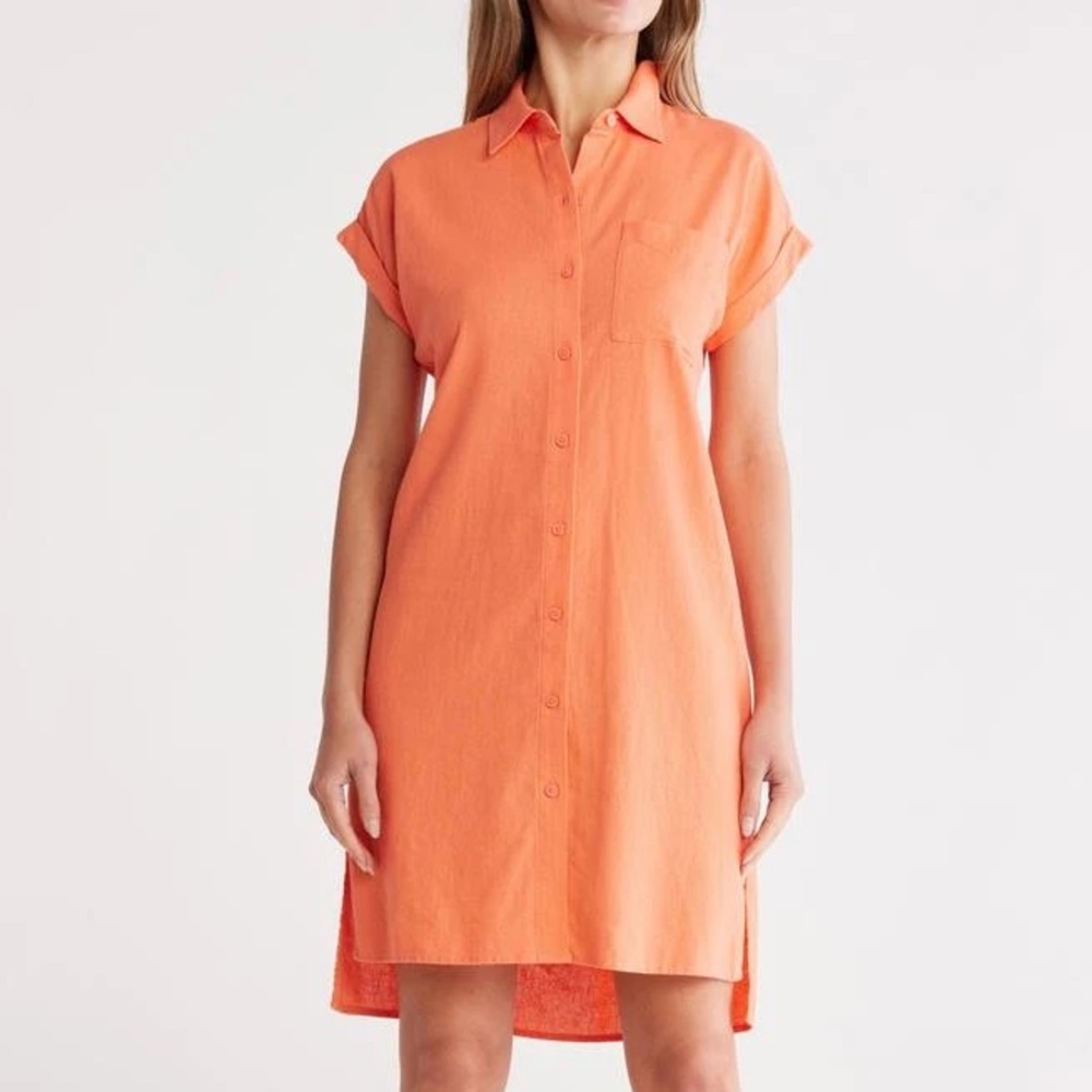 Calvin Klein
Women’s Short Sleeve Linen Blend Casual Shirtdress in Orange‎ Sz l0